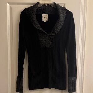 Pink Rose Black and Gray Cowl Neck Sweater